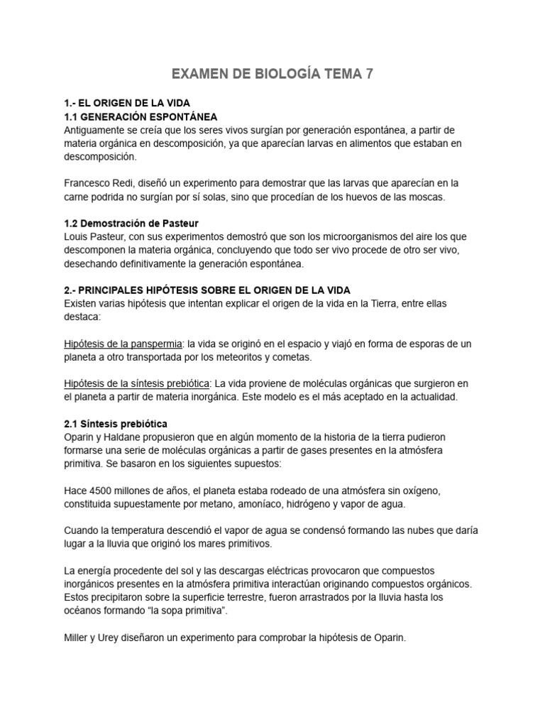 Origen de la Vida y Evolución Biológica | PDF | Evolución | Seleccion ...