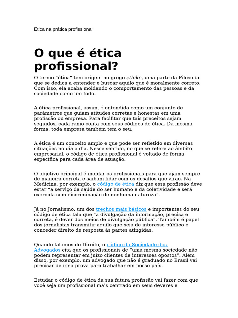 Importância da Ética Profissional | PDF | Moralidade | Liderança