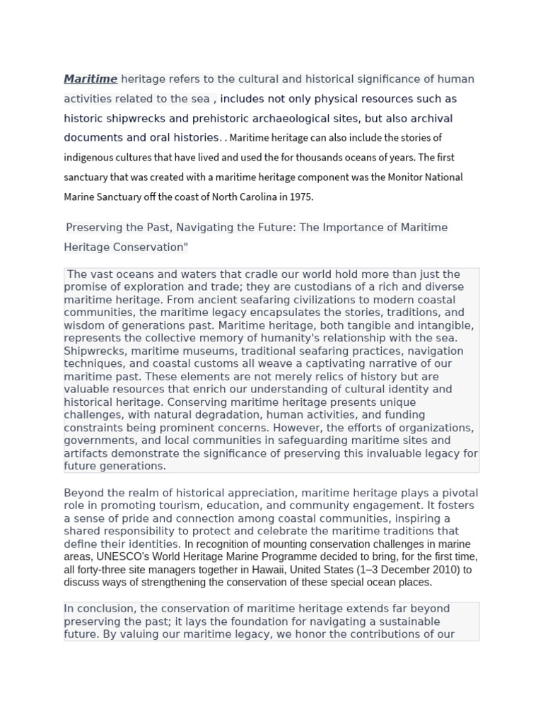 MARITIME HERITAGE | PDF | Cultural Heritage