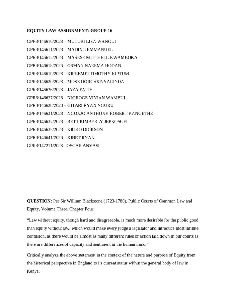 Group 16 Equity Law Assignment-1 | PDF | Equity (Law) | Common Law