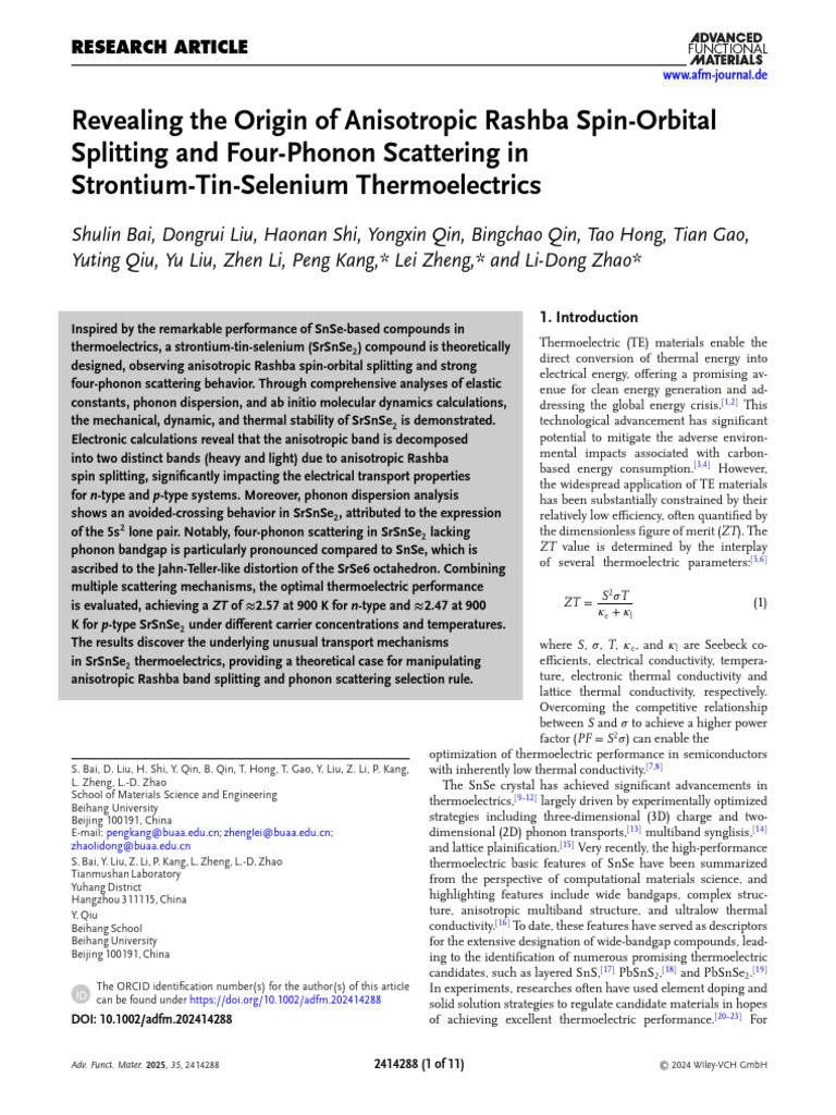 Revealing The Origin of Anisotropic Rashba Spin-Or | PDF | Phonon ...