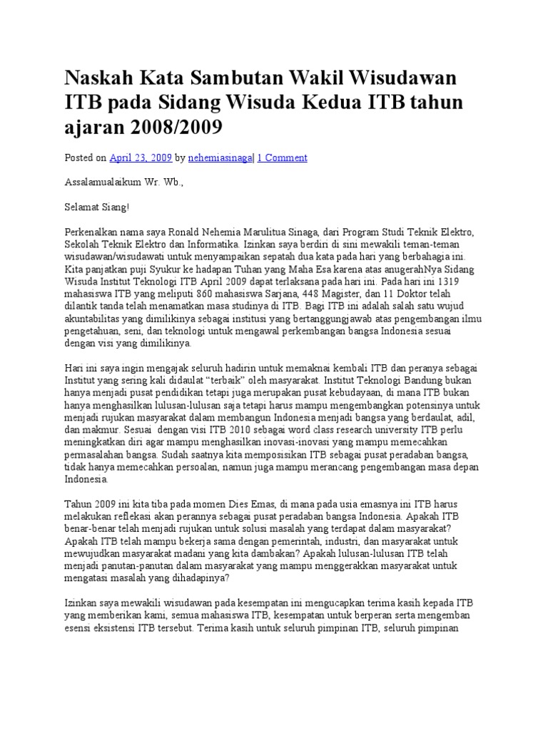 Contoh Naskah Wisudawan