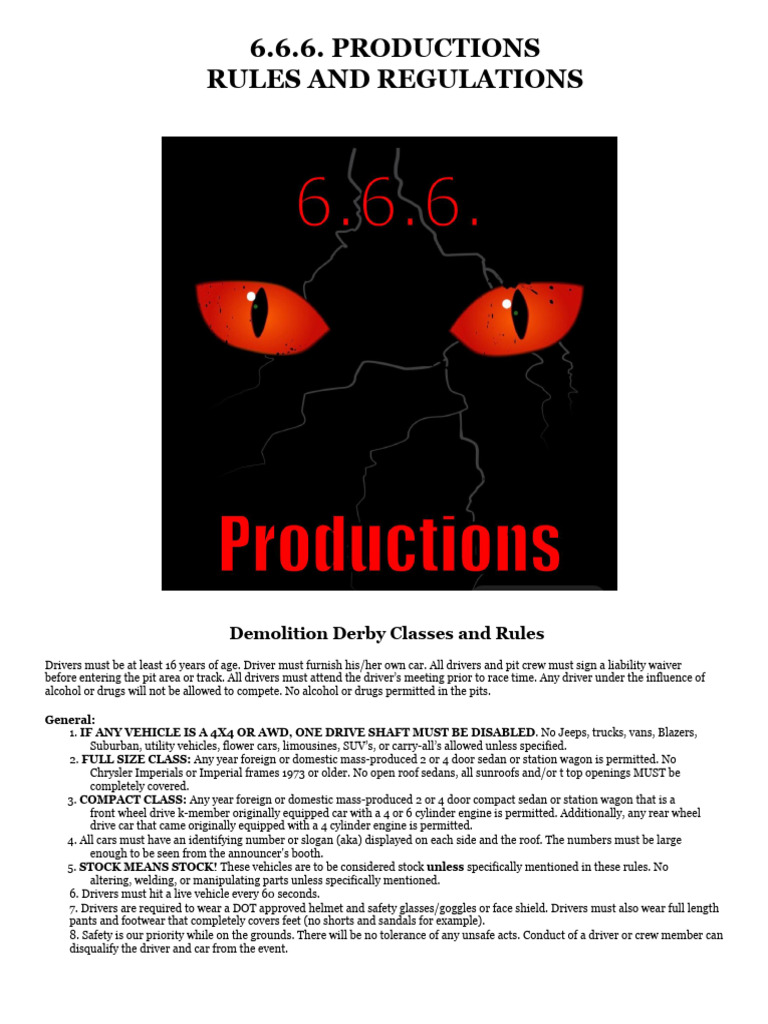 666 Rules - Regs 2025 | PDF | Truck | Trunk (Car)