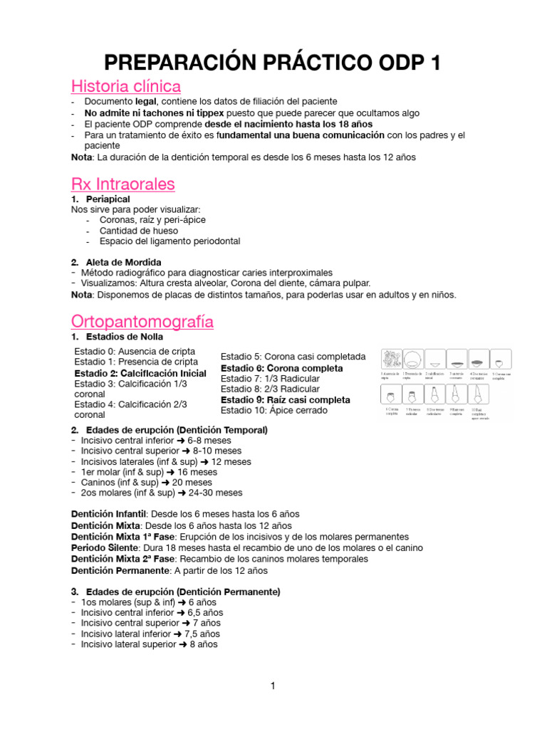 Guía de Preparación ODP 1 en Odontología | PDF | Diente | Anatomia dental