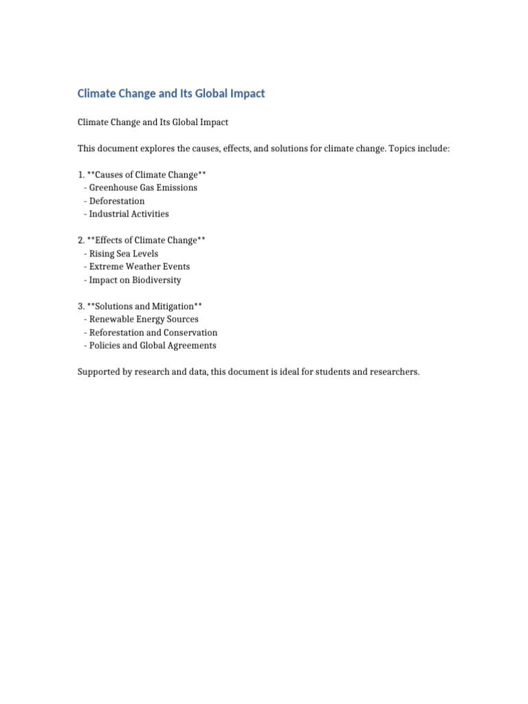 Climate change and its global impact 1 pdf
