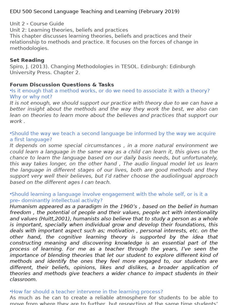 Unit 2 - Course Guide | PDF | Knowledge | Learning