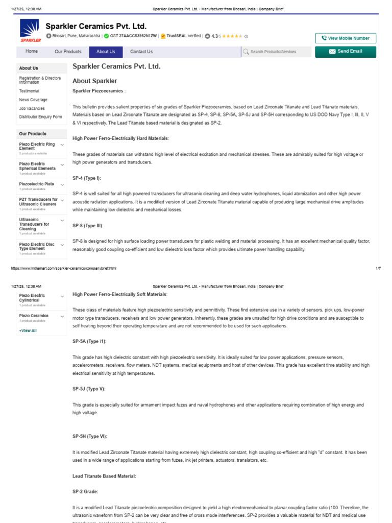 Sparkler Ceramics Pvt. Ltd. - Manufacturer From Bhosari, India ...