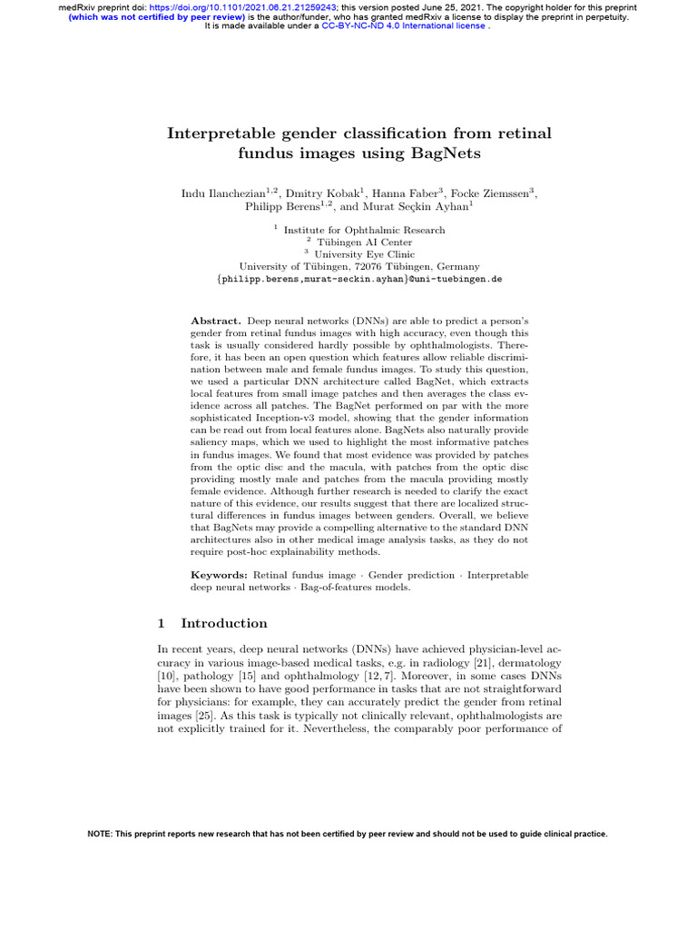 Interpretable Gender Classification From Retinal Fundus Images Using ...