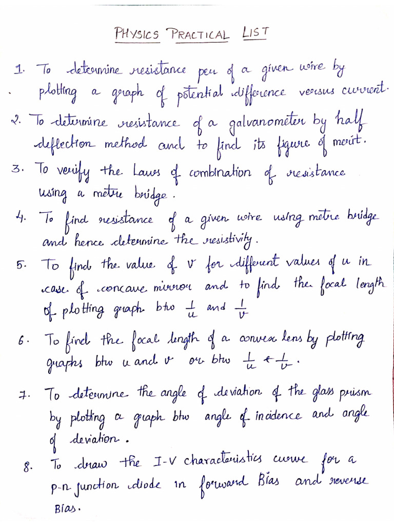 List of Experiments | PDF