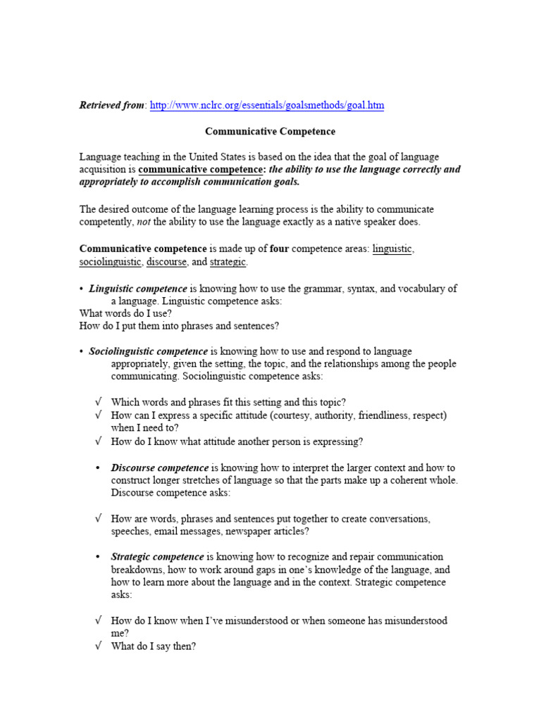 Communicative Competence in Language Teaching | PDF | Learning ...