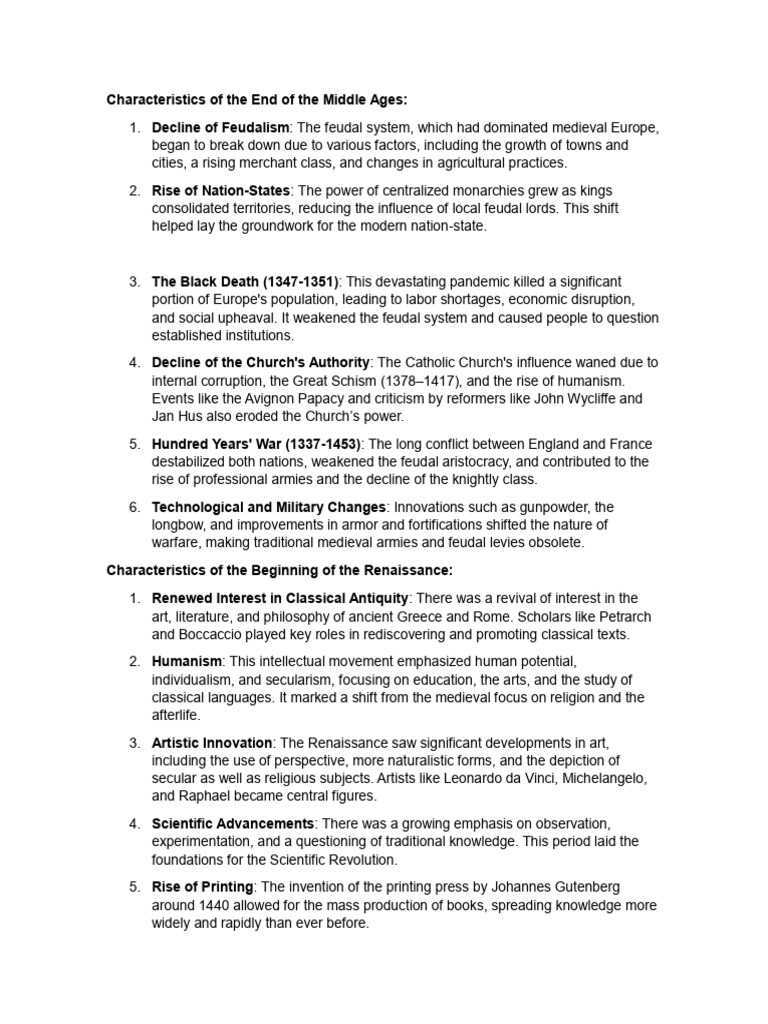 Characteristics of The Middle Ages | PDF | Middle Ages | Renaissance