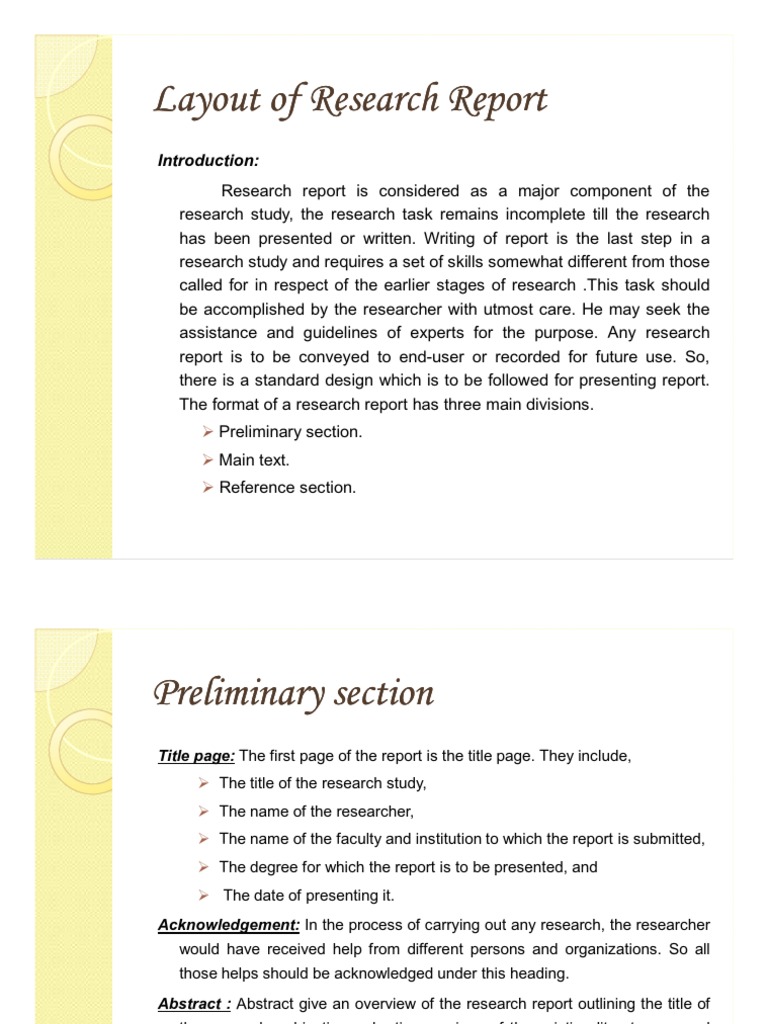 sections of a research report