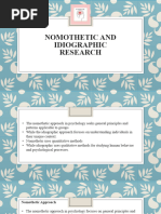 Nomothetic vs. Idiographic Approaches | PDF | Psychology | Sigmund Freud