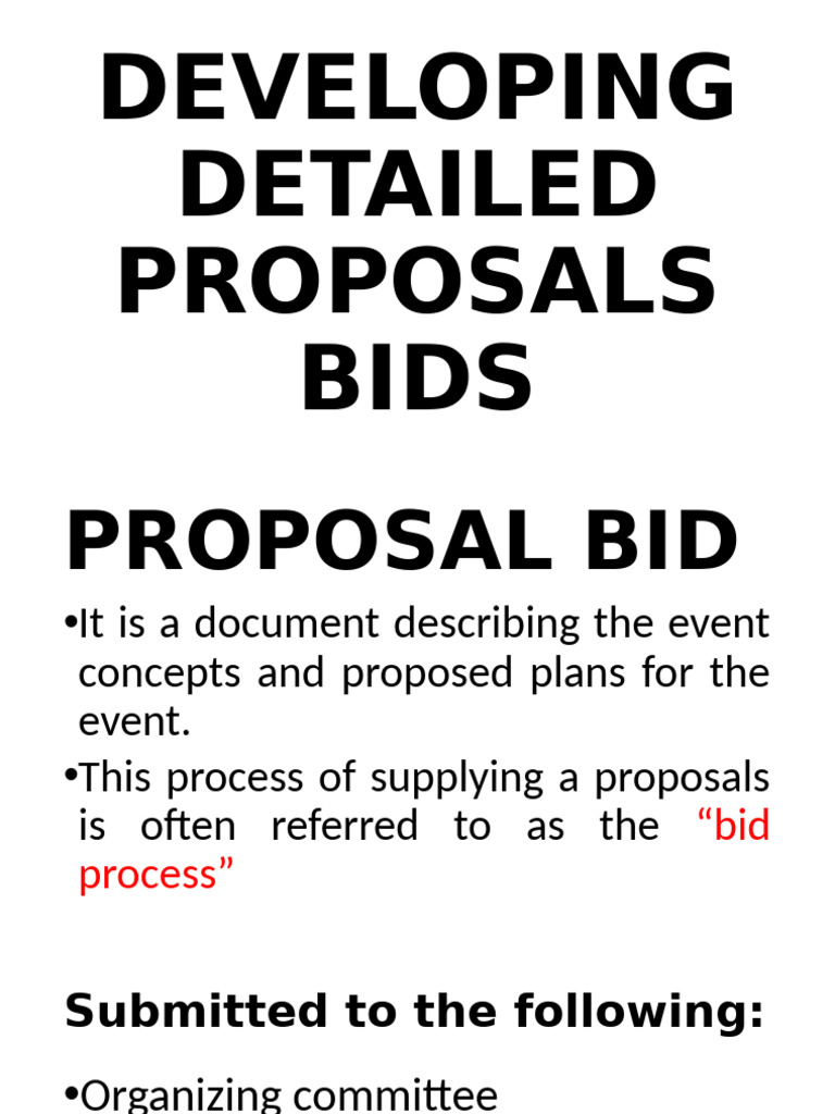 Event Bid Proposal Development Guide | PDF | Budget