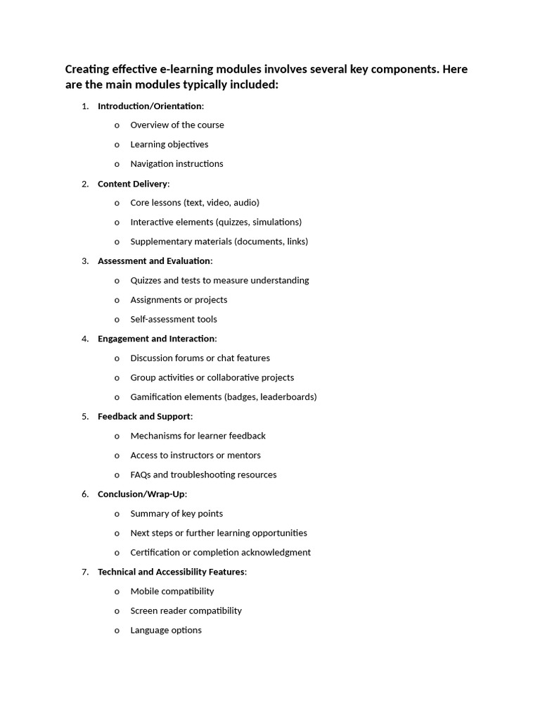 Key Components of E-Learning Modules | PDF | Educational Technology ...