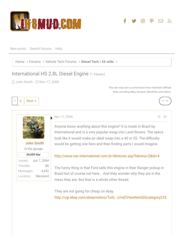 International HS 2.8L Diesel Engine Insights | PDF | Engines ...