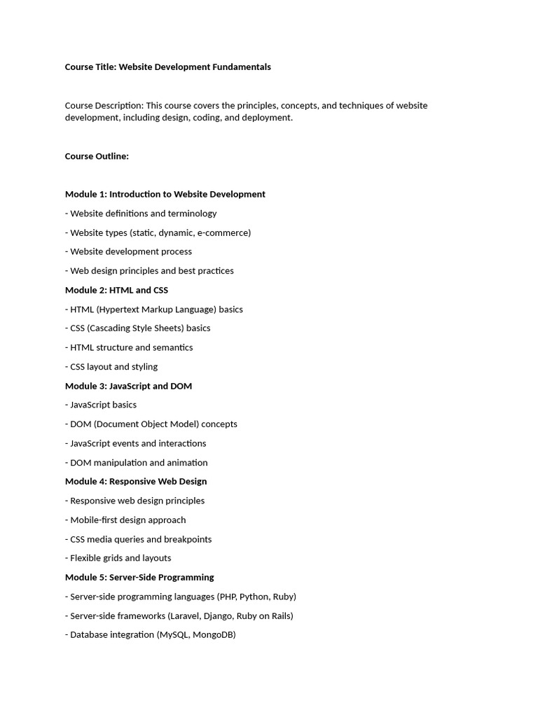 Website Development Pdf Web Development Websites