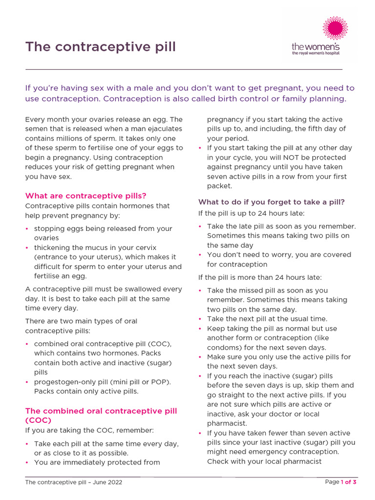 Understanding Contraceptive Pills | PDF | Birth Control | Combined Oral ...