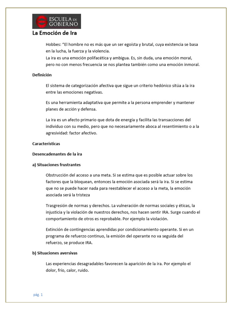 Lectura 3 La Emoción de Ira (Obligatoria) | PDF | Las emociones | Ira