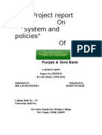 Punjab & Sind Bank project report on banking system and policies