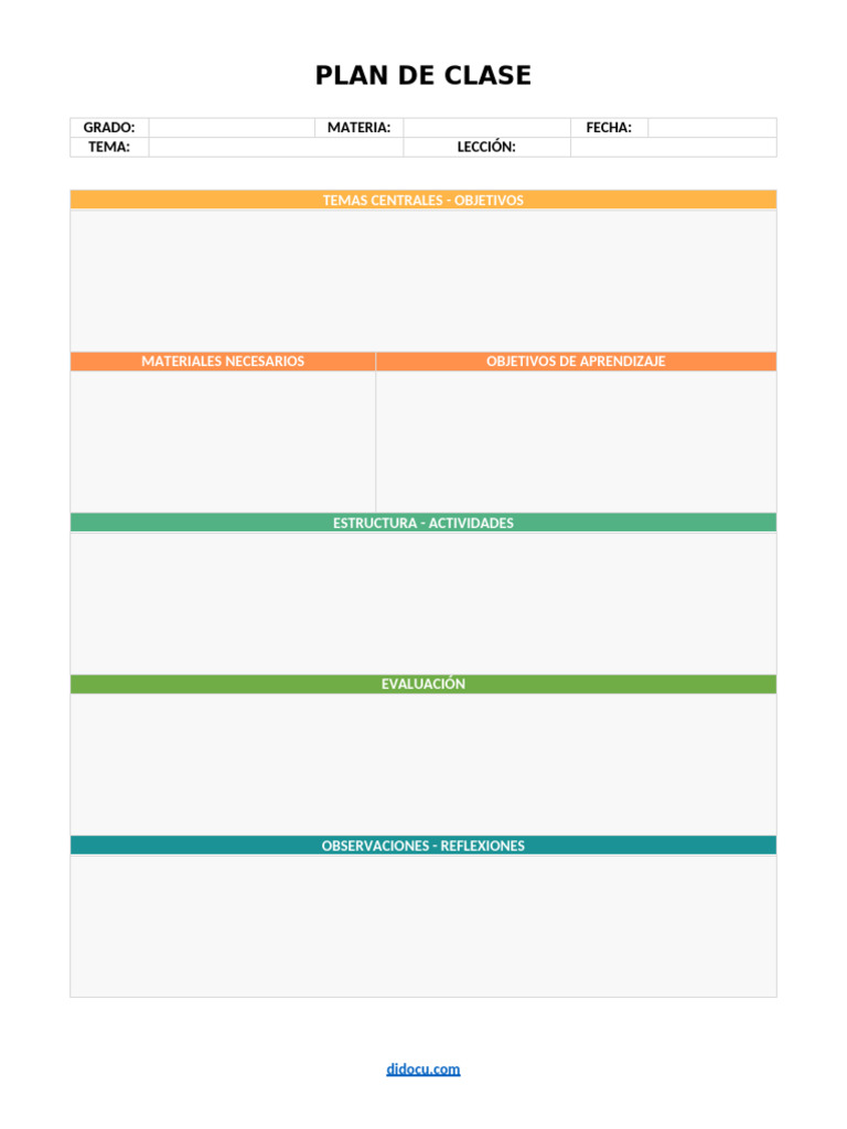 Plan de Clase: Estructura y Objetivos | PDF