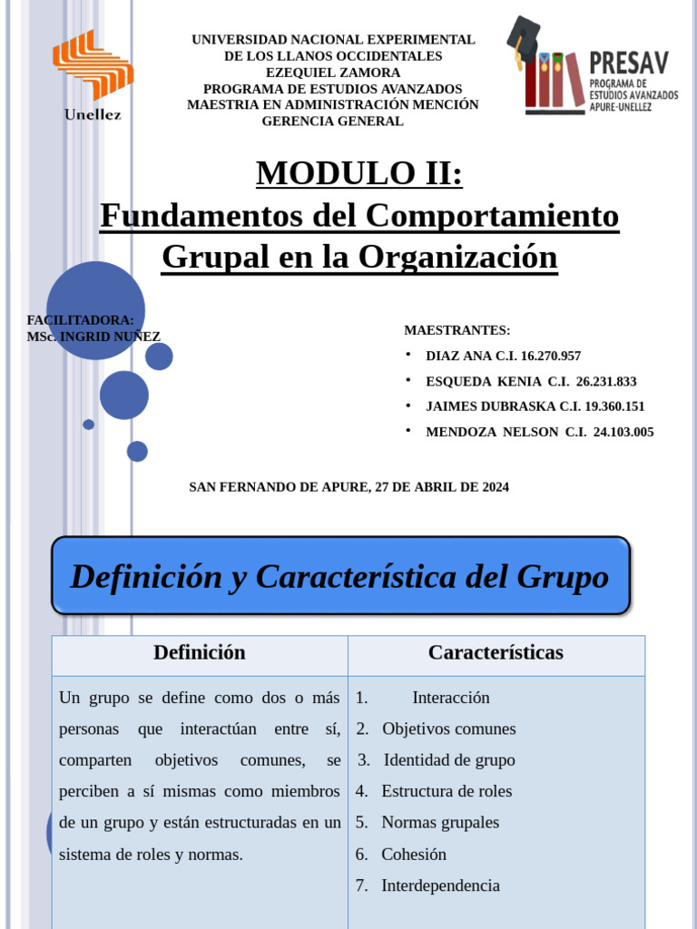 Fundamentos del Comportamiento Grupal | PDF | Cohesión grupal | Grupo ...