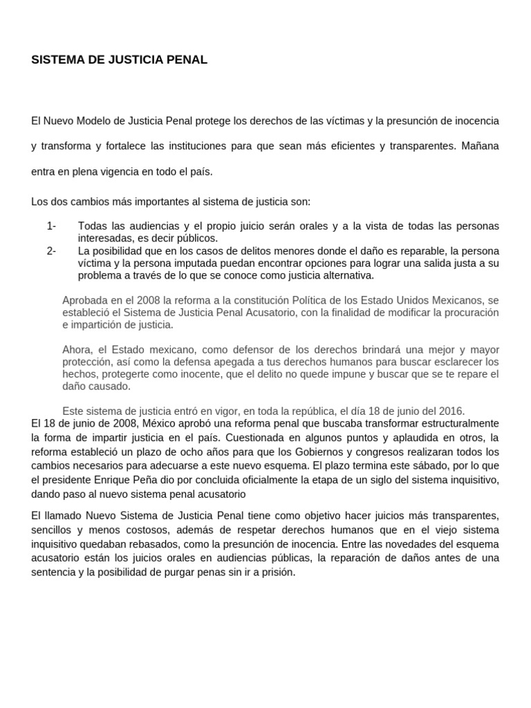 Nuevo Sistema de Justicia Penal en México | PDF
