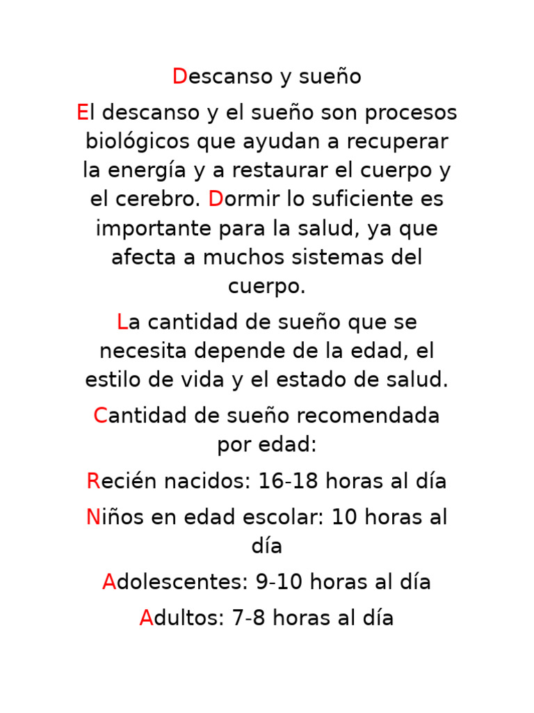 Descanso y Sueño y Salud Emocional | PDF