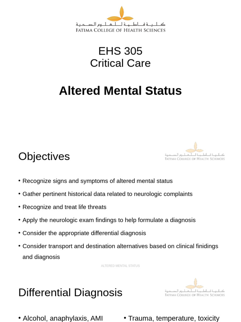 Altered Mental Status | PDF | Medical Specialties | Causes Of Death
