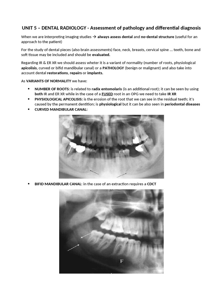 Unit 5 - Dental Radiology | PDF | Human Tooth | Periodontology