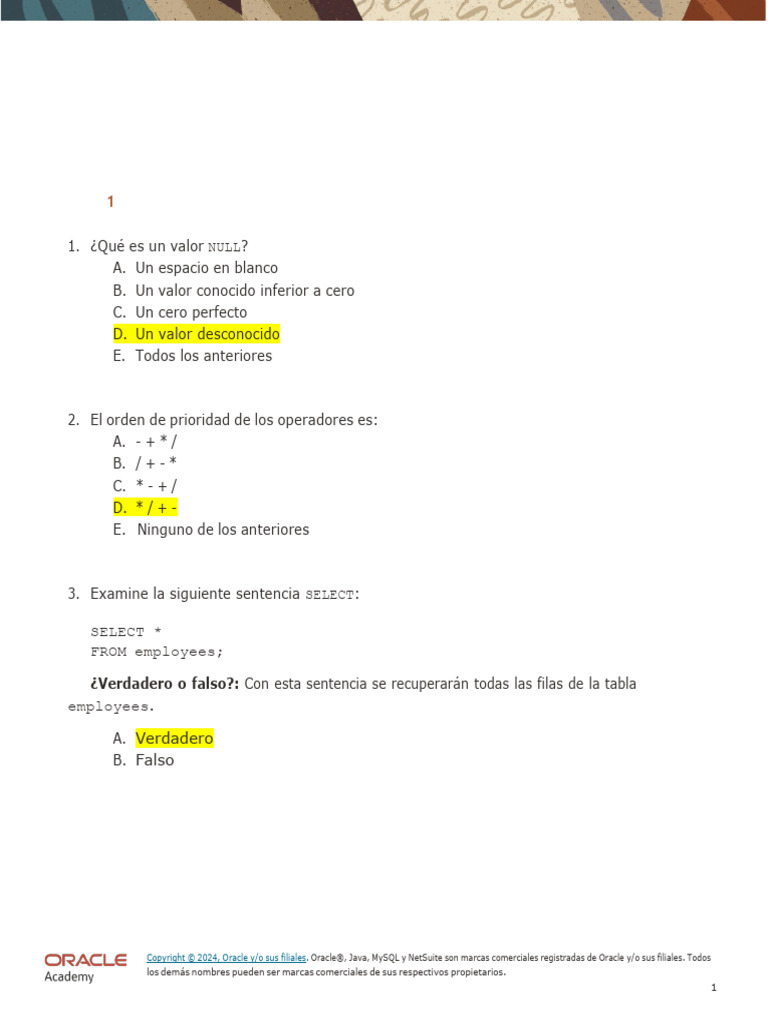 Examen Final BD | PDF | SQL | Gestión de tecnología de la información