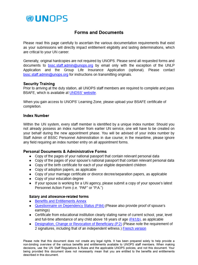 UNOPS Documentation Requirements Guide | PDF | Government And Personhood