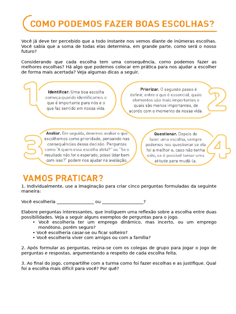 Como Podemos Fazer Boas Escolhas | PDF