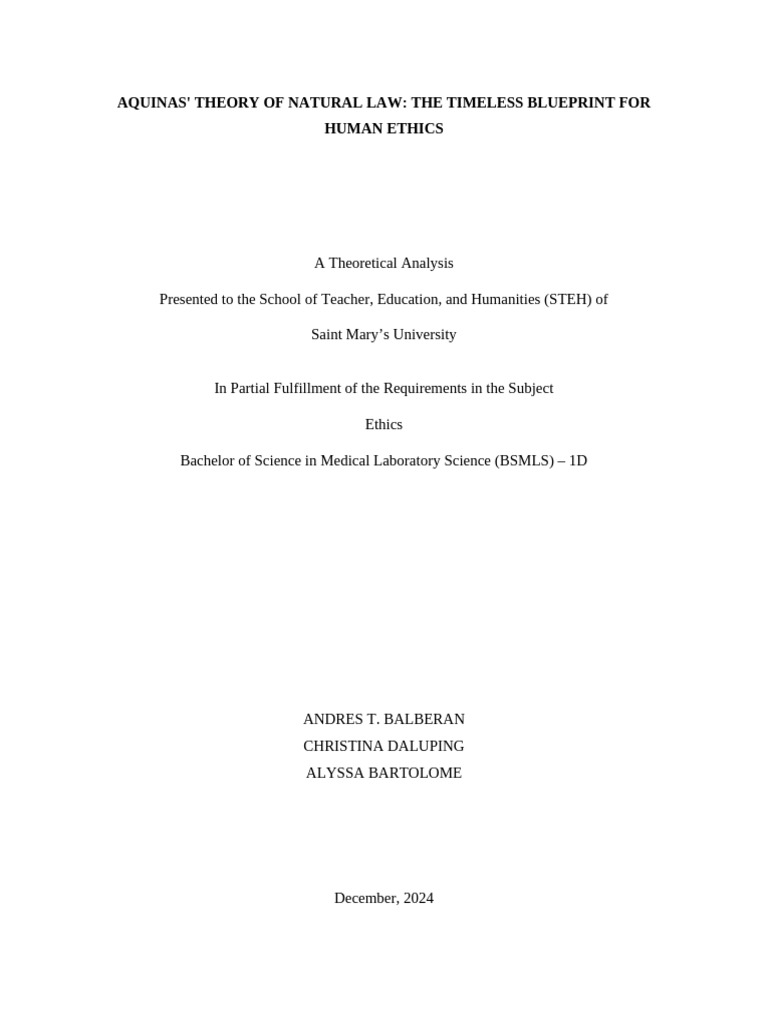 Aquinas' Natural Law and Human Ethics | PDF | Natural Law | Thomas Aquinas