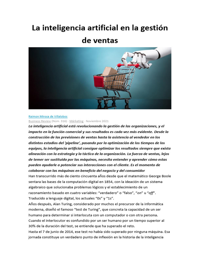 IA en Ventas: Optimización y Estrategia | PDF | Inteligencia artificial ...