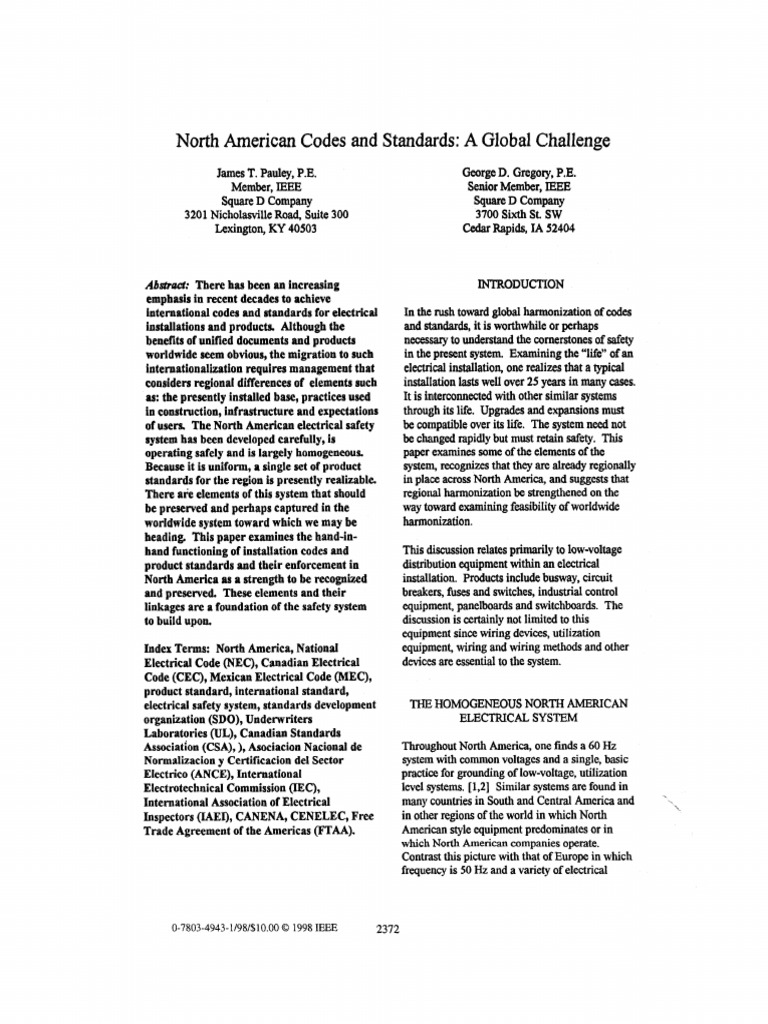 North American Electrical Standards Overview | PDF | International ...