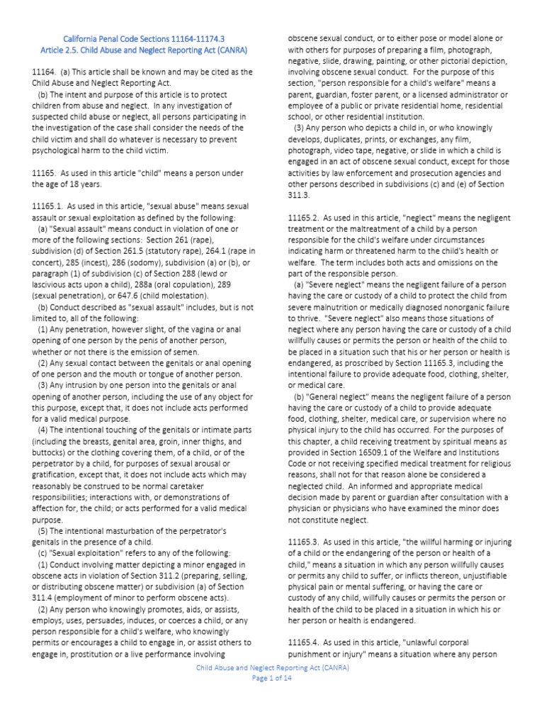 Child Abuse Reporting Act Overview | PDF | Child Abuse | Obscenity