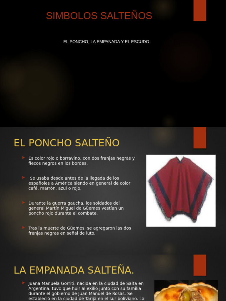 Símbolos Culturales de Salta: Poncho, Empanada y Escudo | PDF