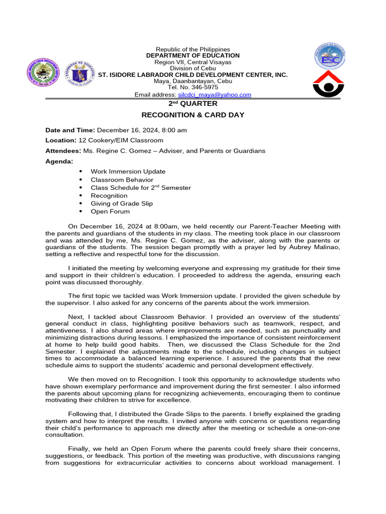 Narrative Report | PDF | Behavior Modification | Learning