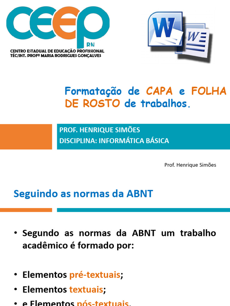 Formatando Capa de Trabalhos - Inf Basica | PDF