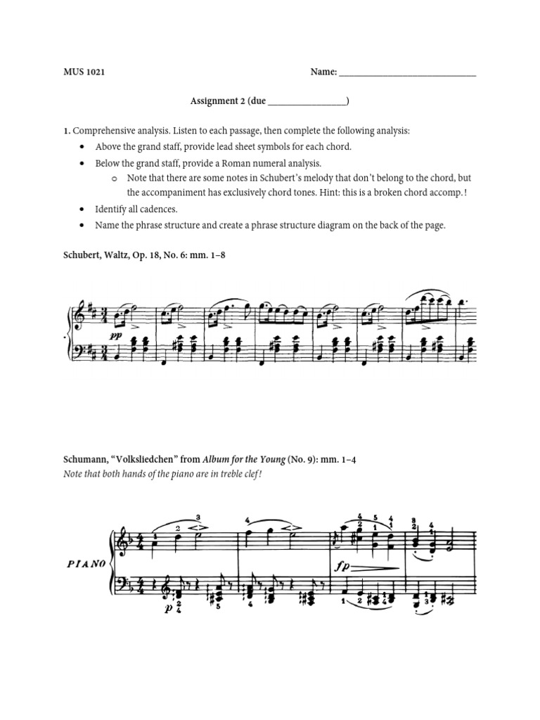 Music Analysis Assignment for Schubert & Schumann | PDF