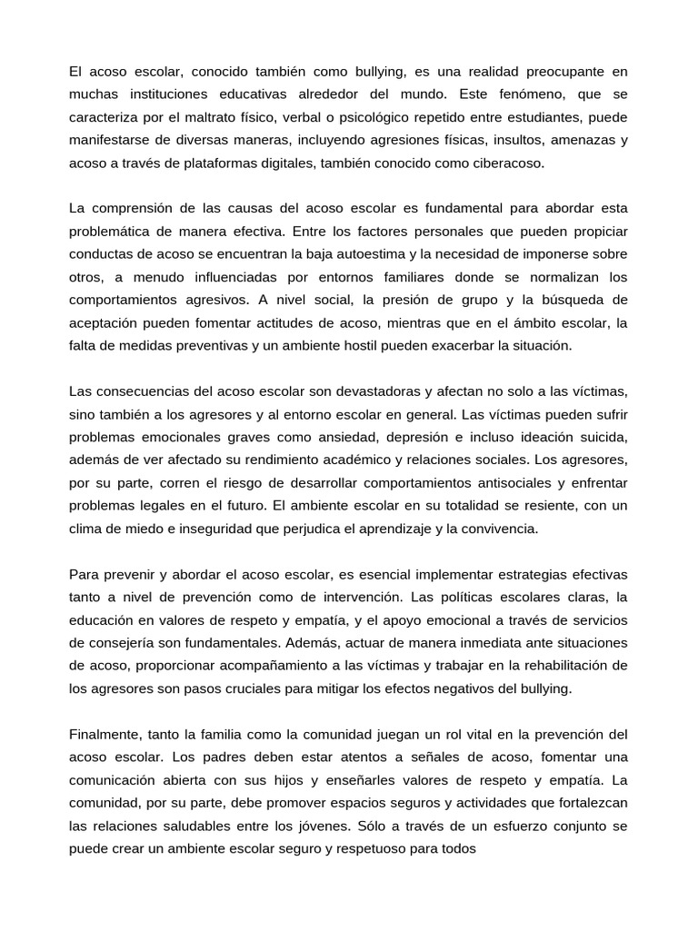 Prevención y tipos de acoso escolar | PDF | Acoso cibernético ...