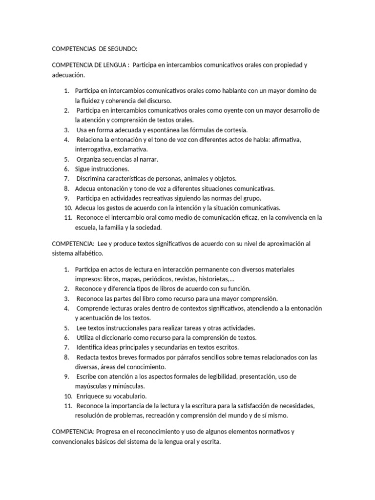 Competencias de Lengua y Matemáticas | PDF | Lingüística | Comunicación ...