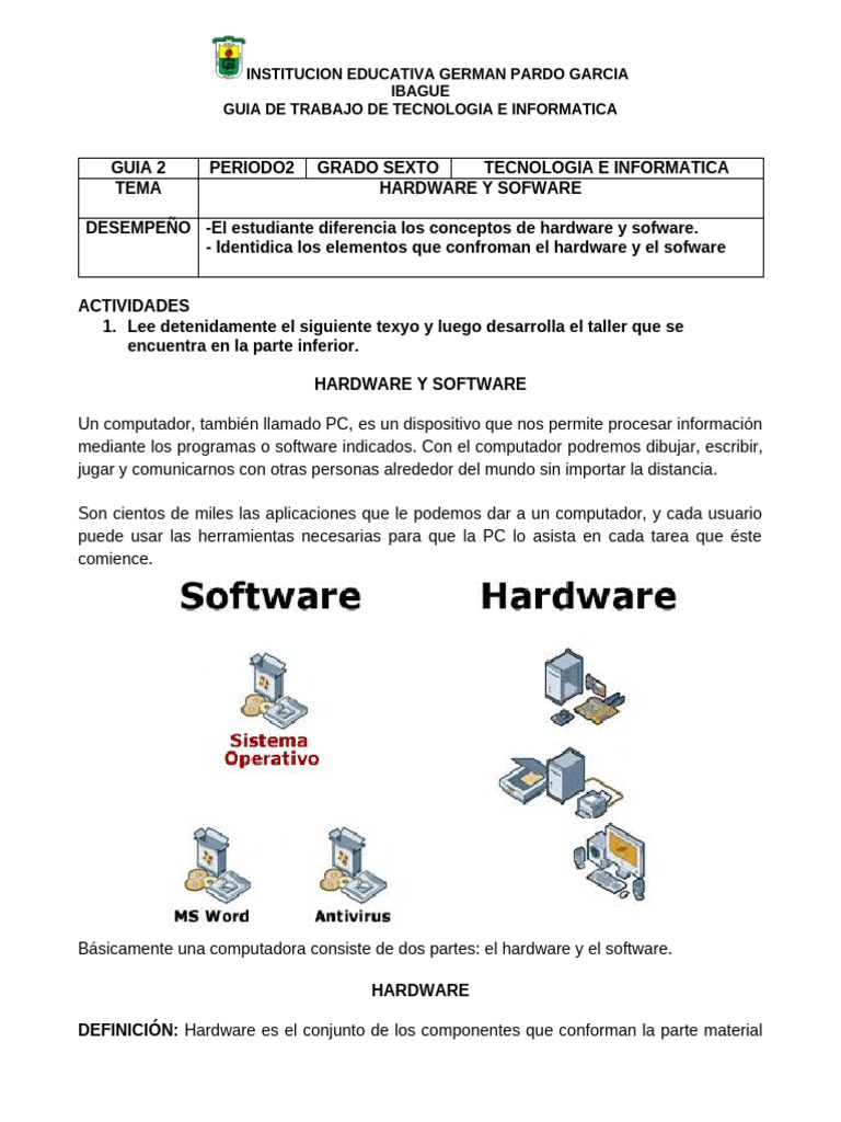 Guía de Hardware y Software para Sexto | PDF | Hardware de la ...