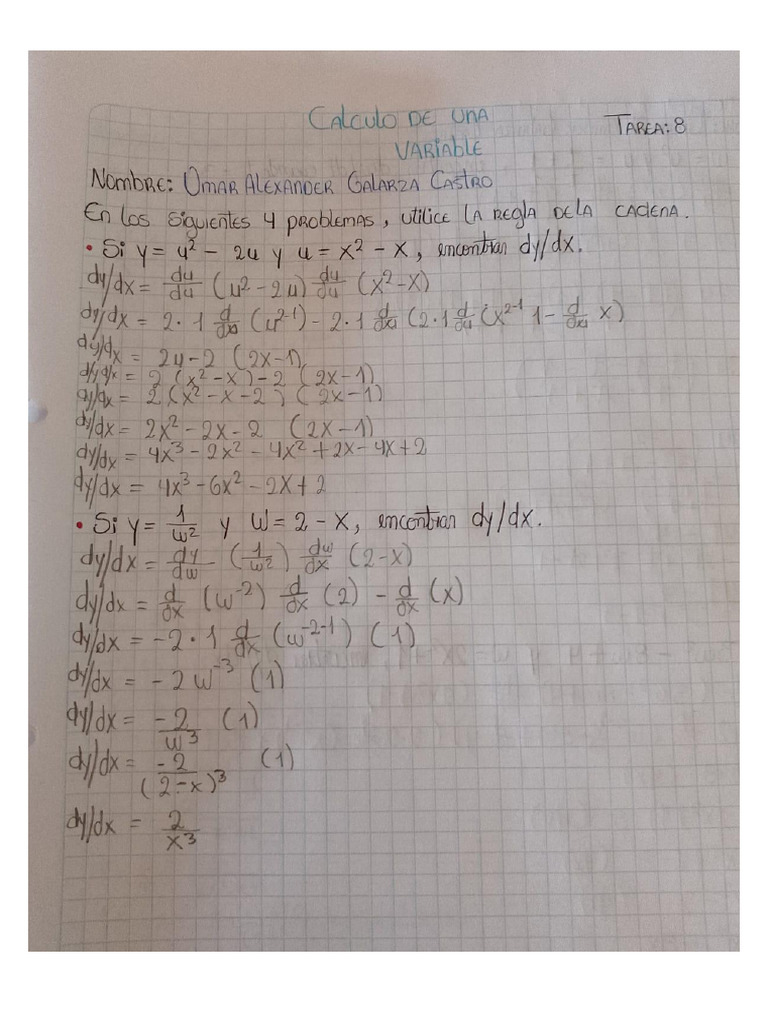Tarea #8 Calculo de Una Variable | PDF