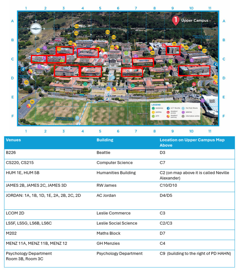Upper Campus Venue Locations Guide | PDF