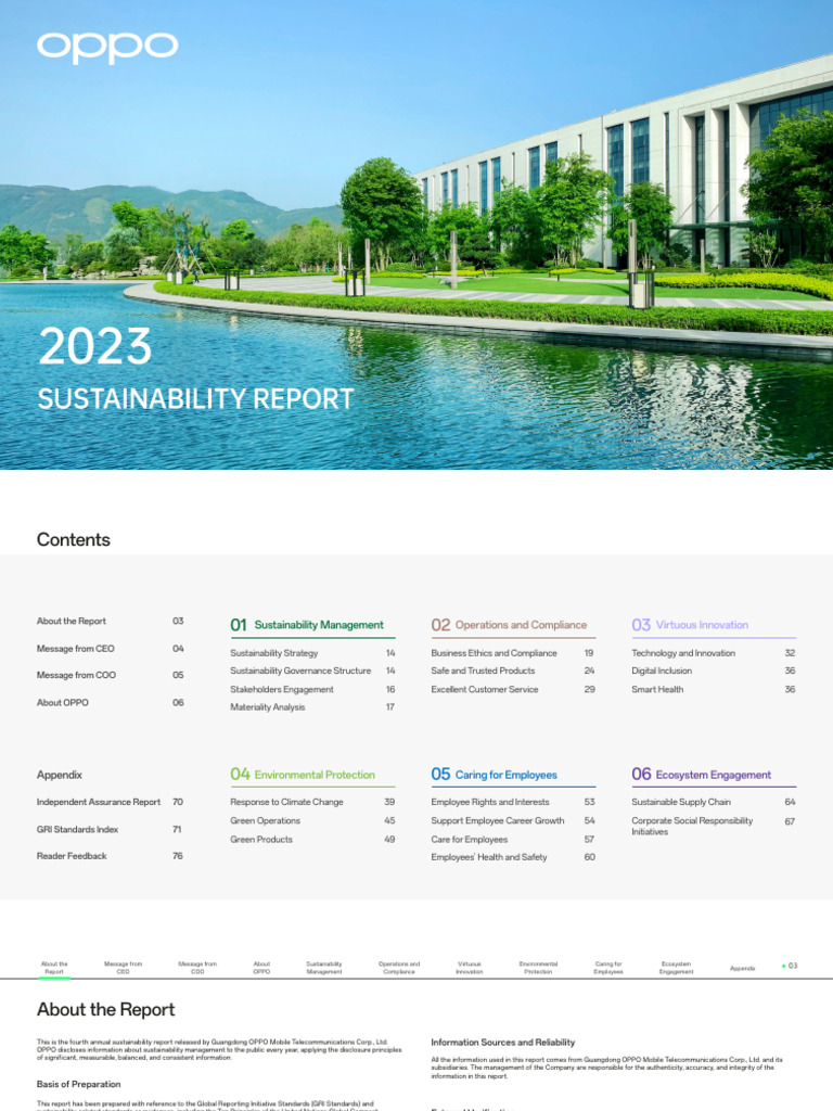 OPPO 2023 Sustainability Report Overview | PDF | Sustainability ...