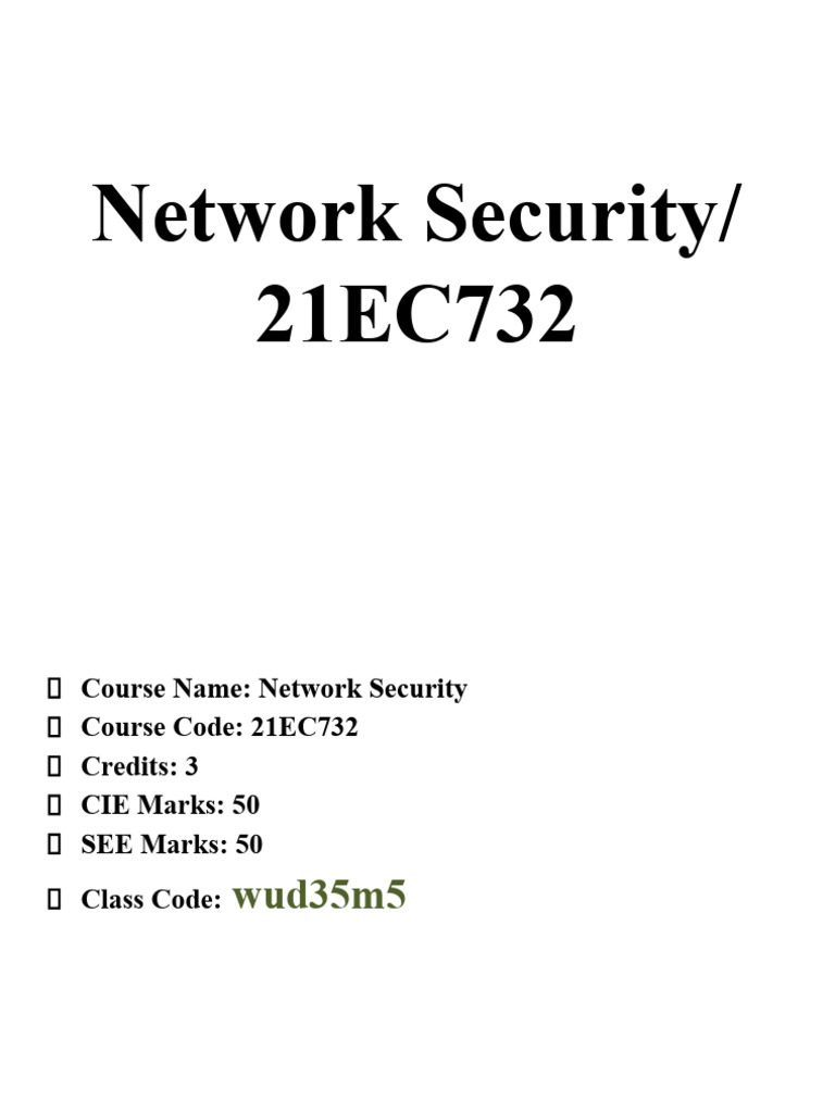 Network Security Course Overview 21EC732 | PDF | Computer Network ...