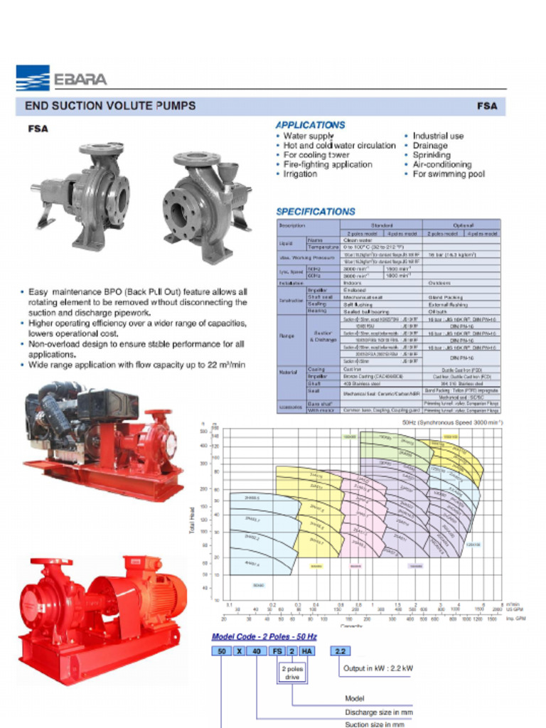 Technical Data for End Suction Pump | PDF | Pump | Continuum Mechanics