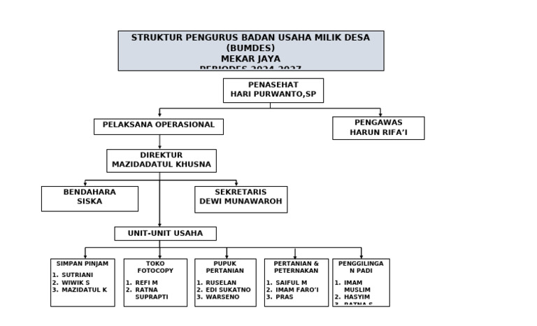 Struktur organisasi BUMD dengan ketimpangan jumlah pengurus
